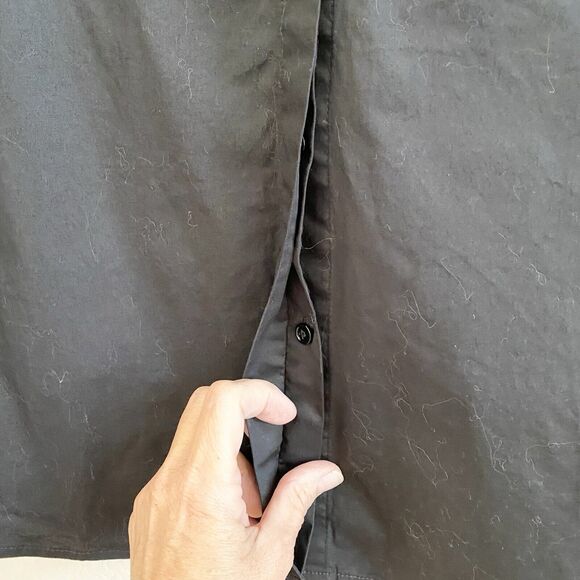 Soft‎ Surroundings Black High Collar Tunic Button Up Blouse Top M Cotton Blend - Picture 7 of 11